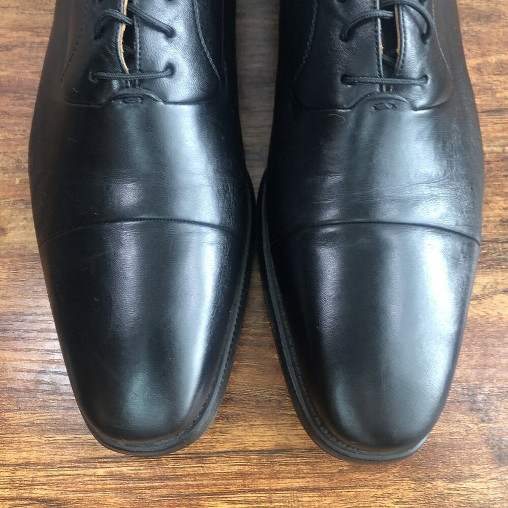 Magnanni Men’s Federico Oxford Dress Shoe Sz 11.5 Black Leather Cap Toe GUC - Picture 2 of 11